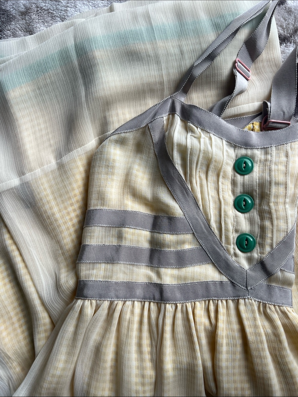 Matilda Jane Yellow Gingham Dress with Green Buttons